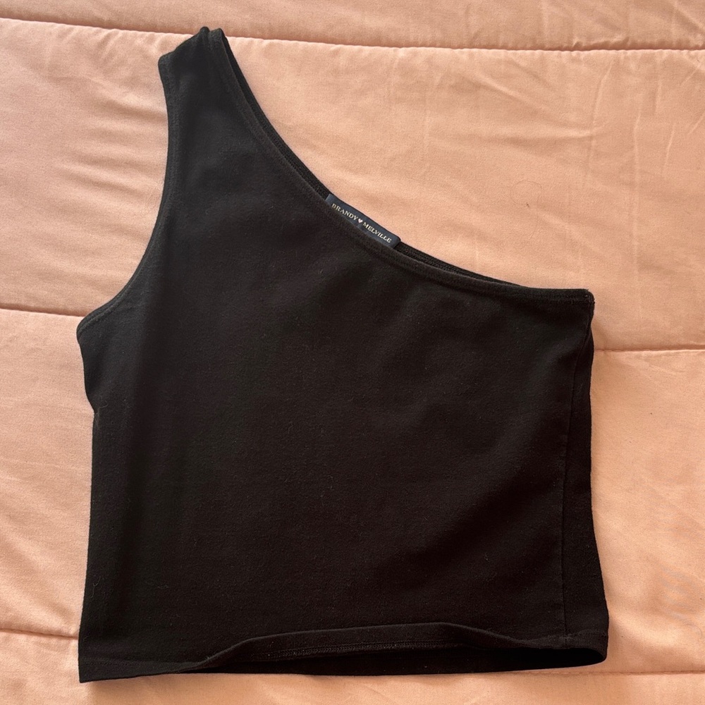 Brandy Melville Black One-Shoulder Crop Top